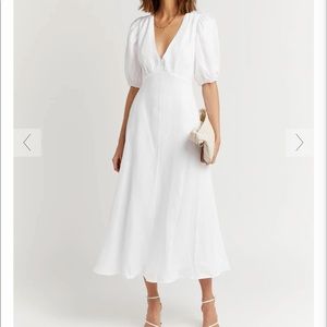 DISSH Remi White Linen Midi Dress